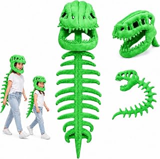 Dinosaur Skeleton Costume, 3D Spinosaurus Plush Toys with Skull and Spine, Halloween Cosplay and Party Dress Up