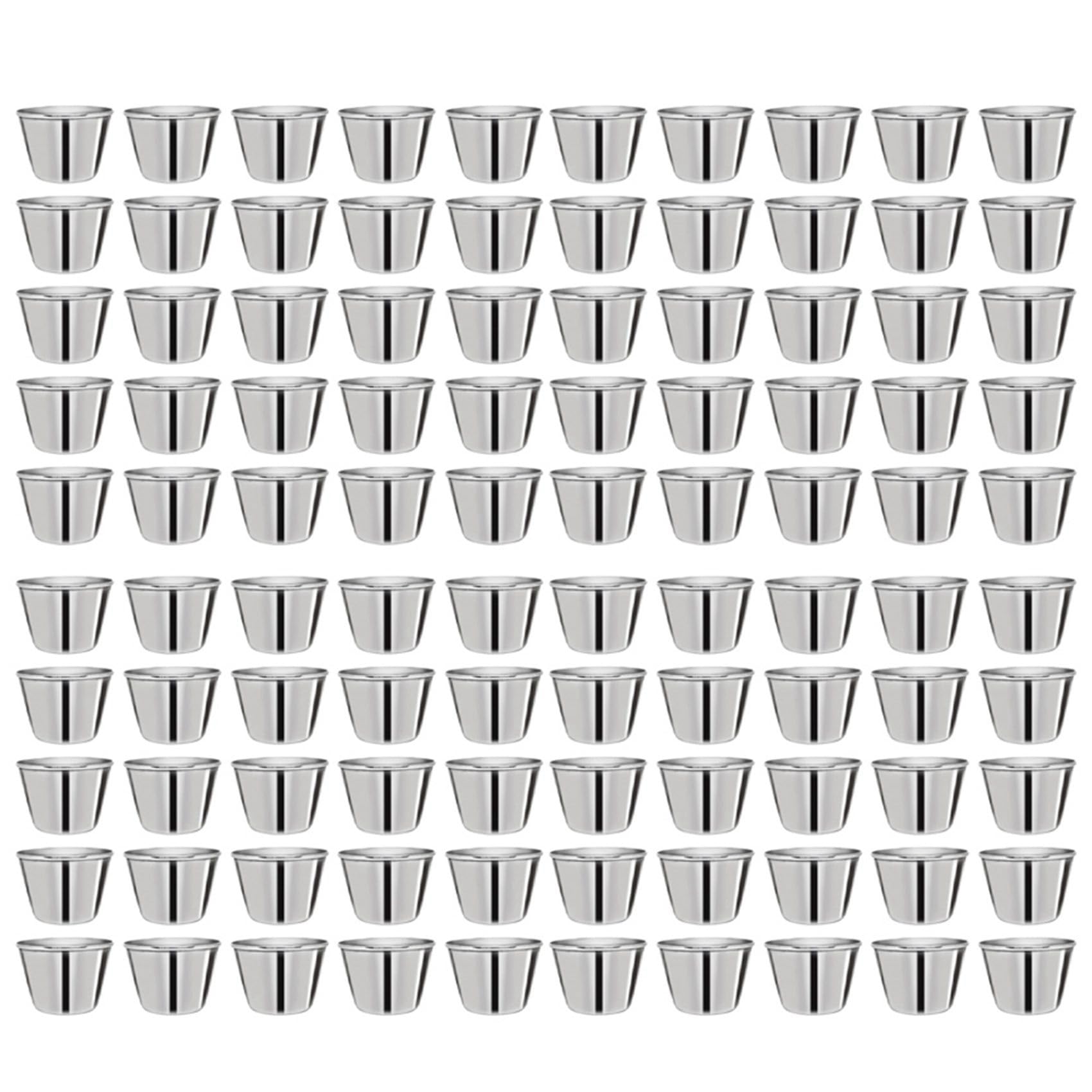 Hndhbfgrt 100 Pcs Metal Sauce Cups 2.5oz Ramekins, Stainless Steel Dipping Sauce Cups Metal Condiment Container Reusable