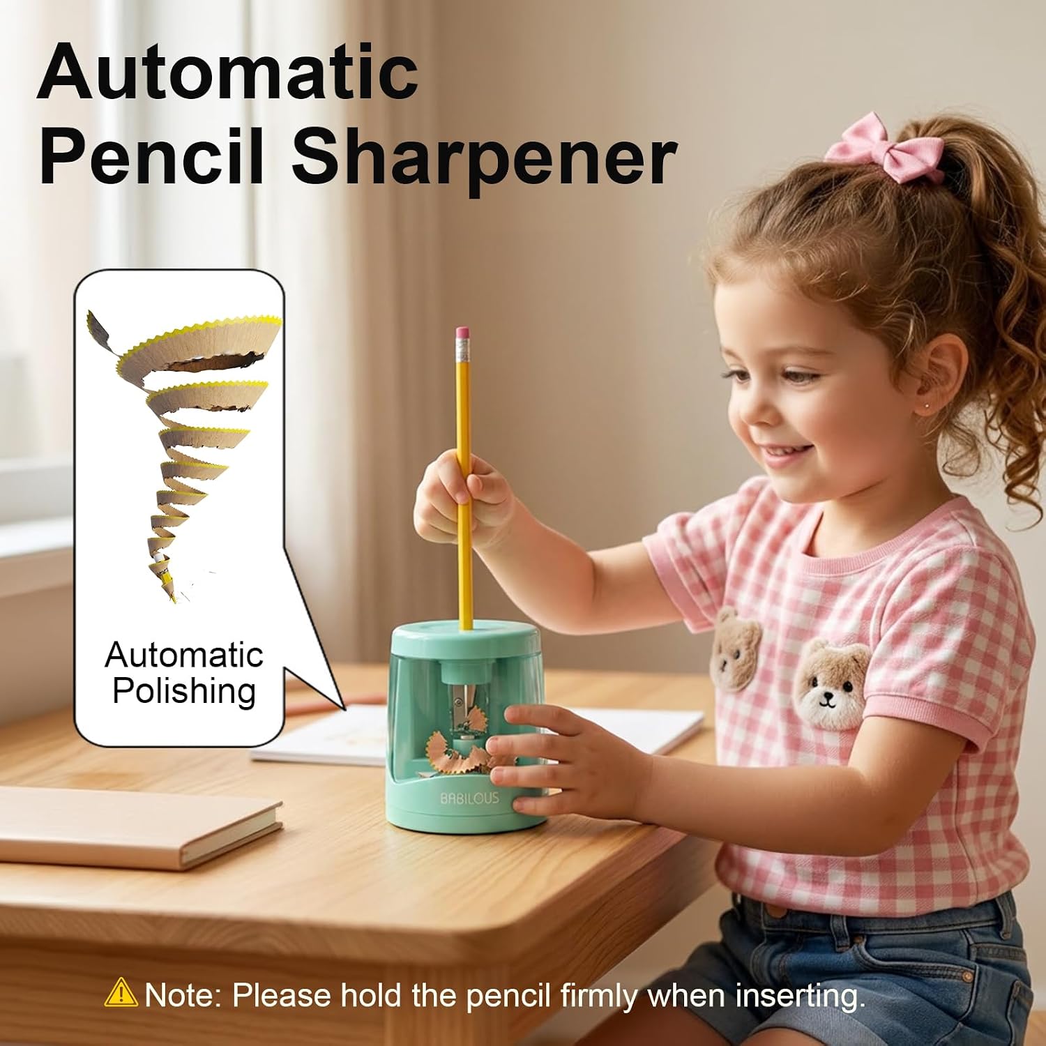 Automatic Pencil Sharpener for Kids/School, USB Battery Electric Sharpener | Automatic sharpener for kids, USB & battery power,Palm-sized for kid, Portable design for classroom / office, Blue-Green thumbnail