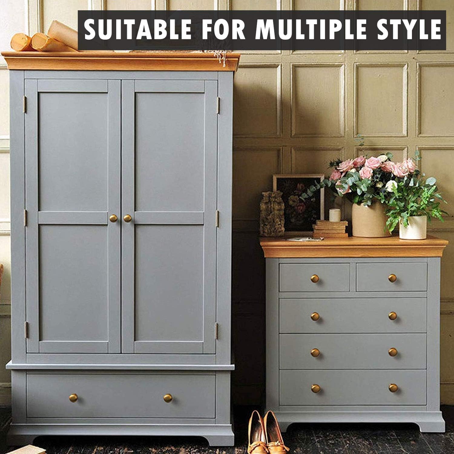 Probrico 30 Pack Round Cabinet Knobs Champagne Bronze Finish,Dresser Drawer Knobs 1-3/16 inch(29.5mm) Diameter Cupboard Knobs