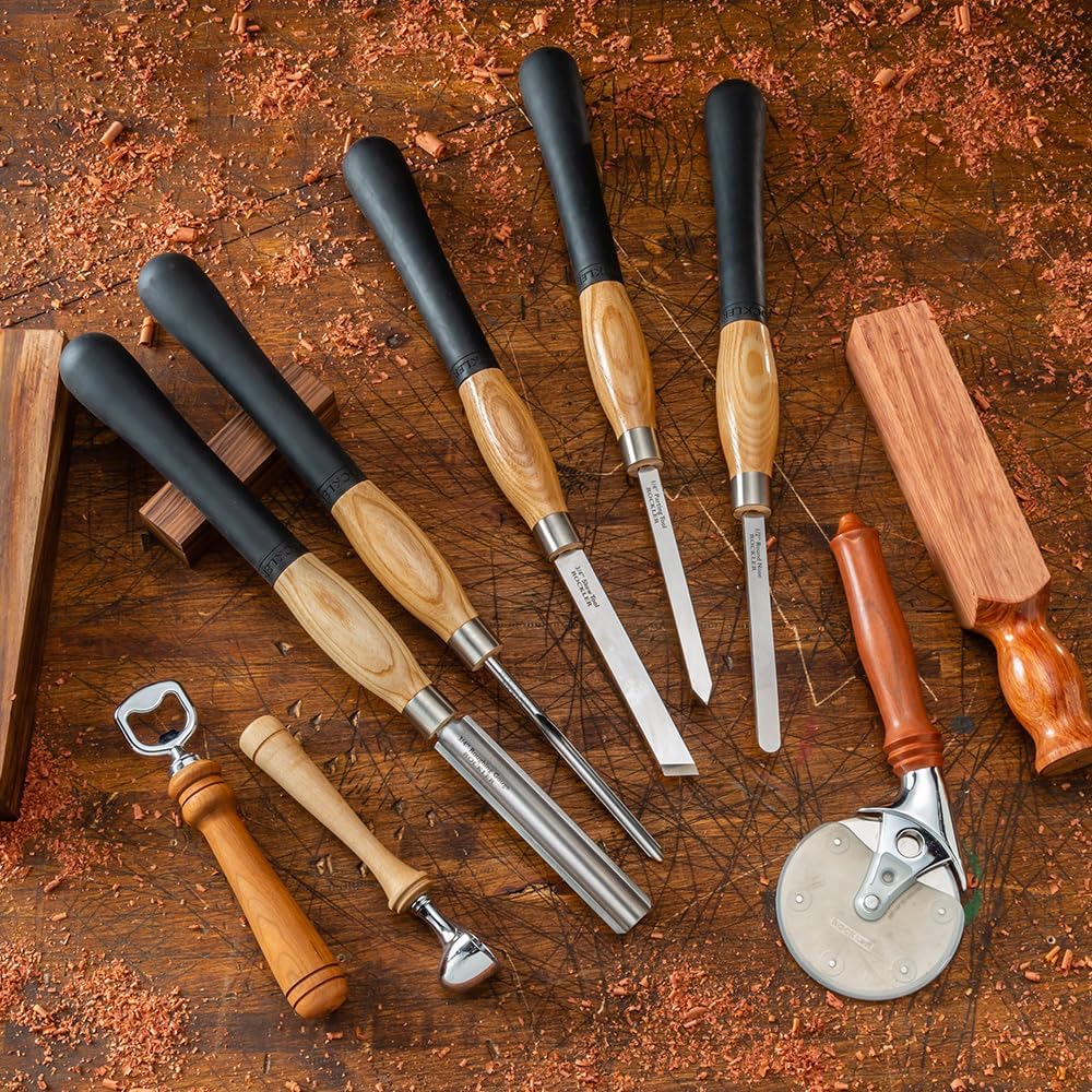 ¾” Skew Chisel Turning Tool - Premium Austrian High Speed Steel Roughing Gouge w/Soft, Grippy Rubber Coated Durable 13” Ash Handle - Secure, Ergonomic, & Easy Grip Wood Lathe Accessories