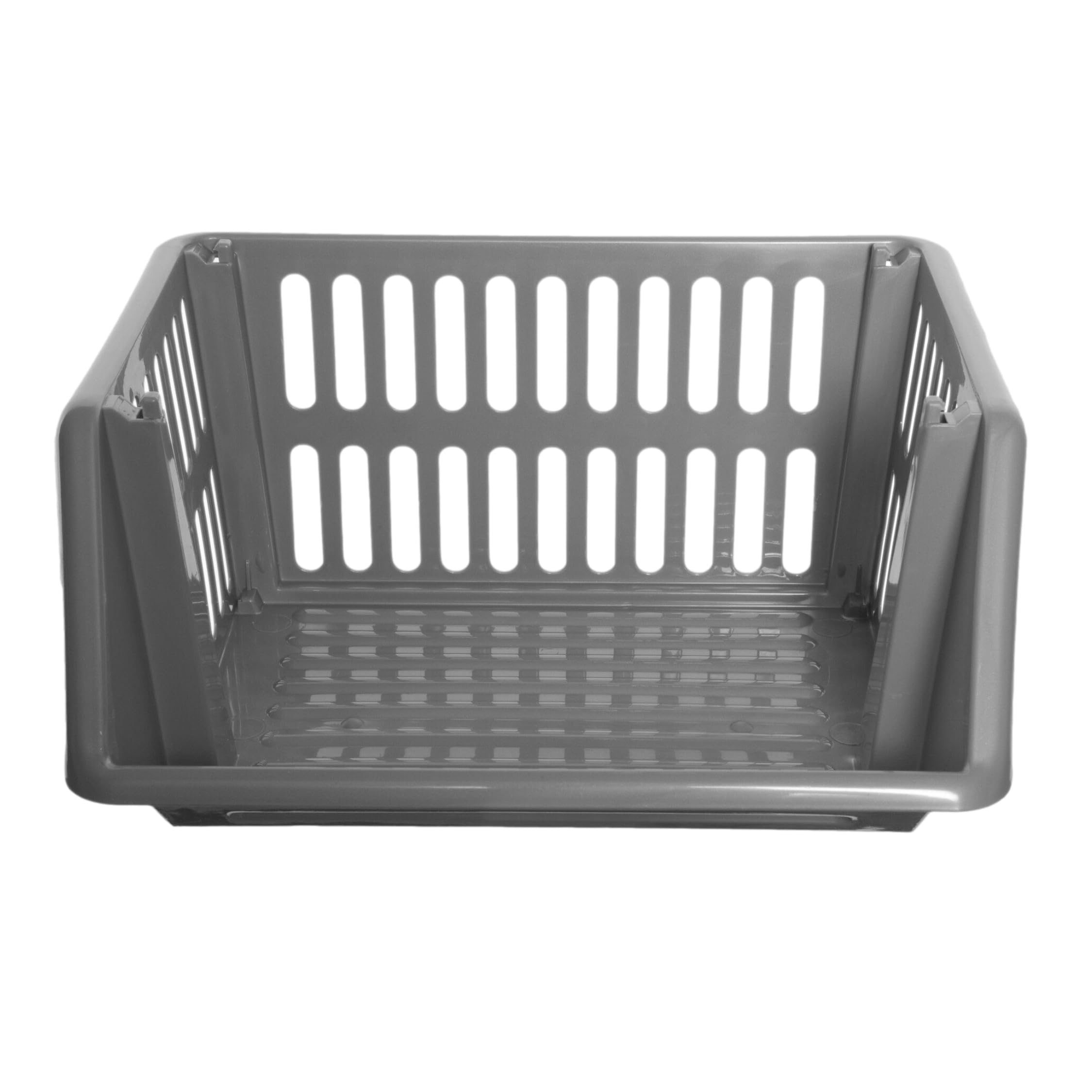 Whitefurze Grey Plastic Large Stackable Storage Basket (H)27Cm (W)29Cm (D)35Cm from B&Q