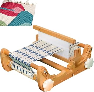 Desktop Wooden Weaving Loom, Small Hand-Knitting Weaving Machine, Not Foldable/Adjustable Density/Maximum Weaving Width 20cm, for Small Table Runner, Tea Party