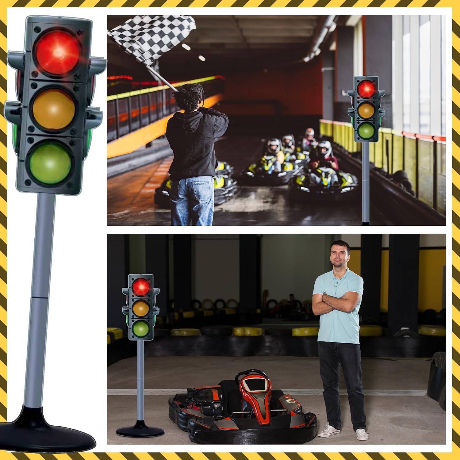 Weysat 1 Pcs 55" H Traffic Light Cardboard Cutout Stand up Traffic Light Racing Car Party Decorations Life Size Photo Booth Props for Racing Theme Birthday Party Decor Homecoming Photo Props Supplies