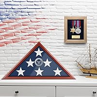 Vista 6 de Flag Display Case for Burial Flag, 9.5x5' Folded Flag Case for Burial Flag, Wooden Flag Box Display Case with Wall Mount, Flag Holder for Veteran