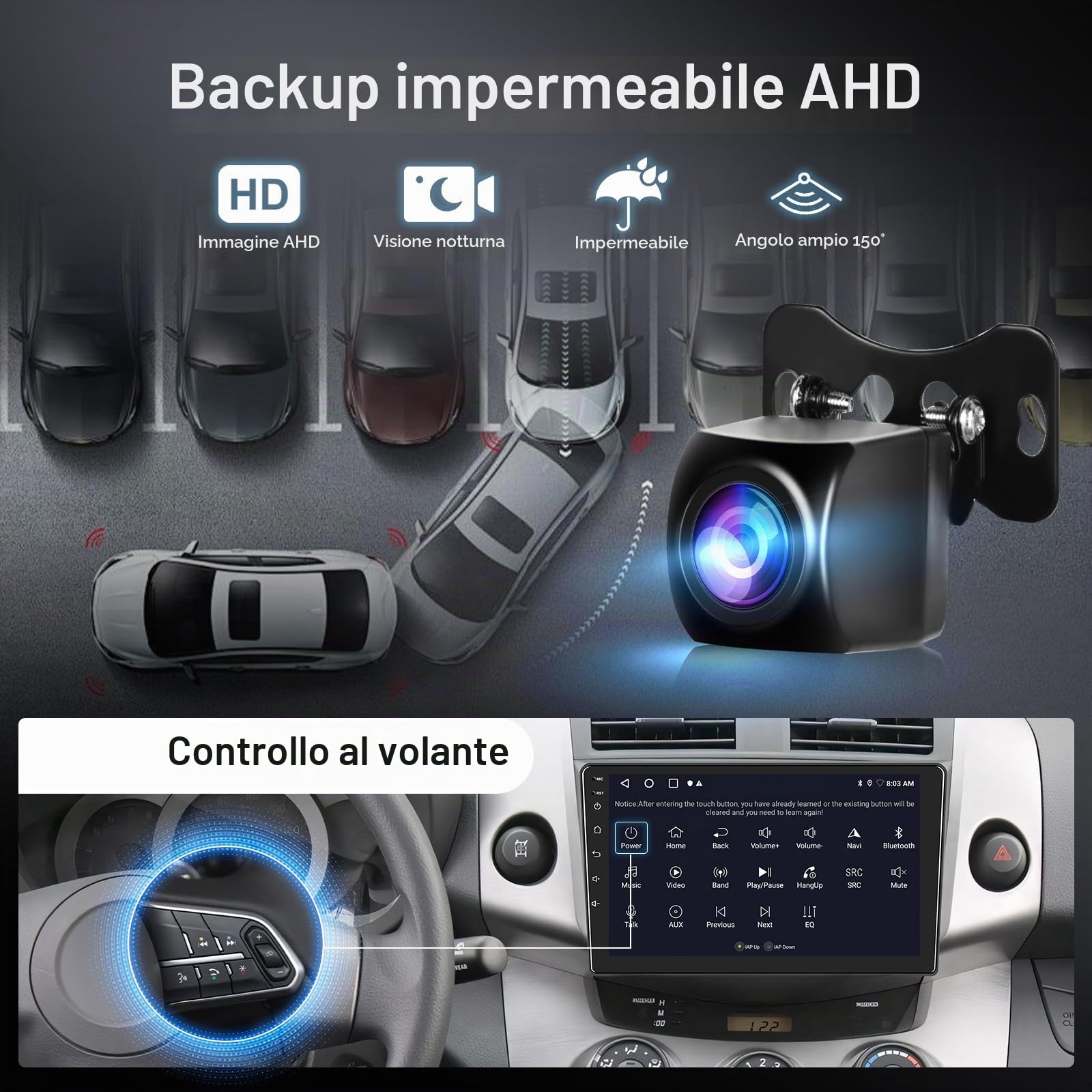 2GB 64GB Android Autoradio per Toyota RAV4 2007-2012 Wireless Carplay Android Auto, Hodozzy 9 Pollici Touch Screen Stereo, GPS Navigatore WiFi Bluetooth FM/RDS Retromarcia 2 Din Radio per Toyota RAV4