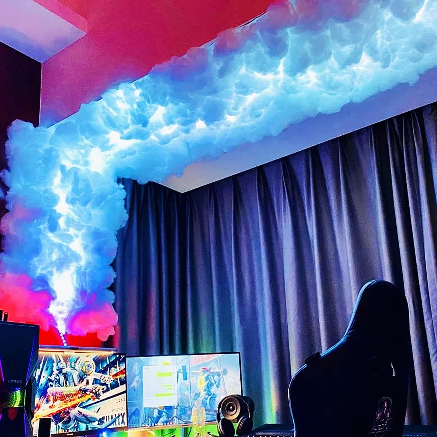 3D RGB Thundercloud LED-Lichtset, DIY-Kreativ-Musiksynchronisations-Mehrfarben-Lichtstreifen-Atmosphärenlampe For Decke, Gaming-Zimmer-Dekoration(115ft/35m)