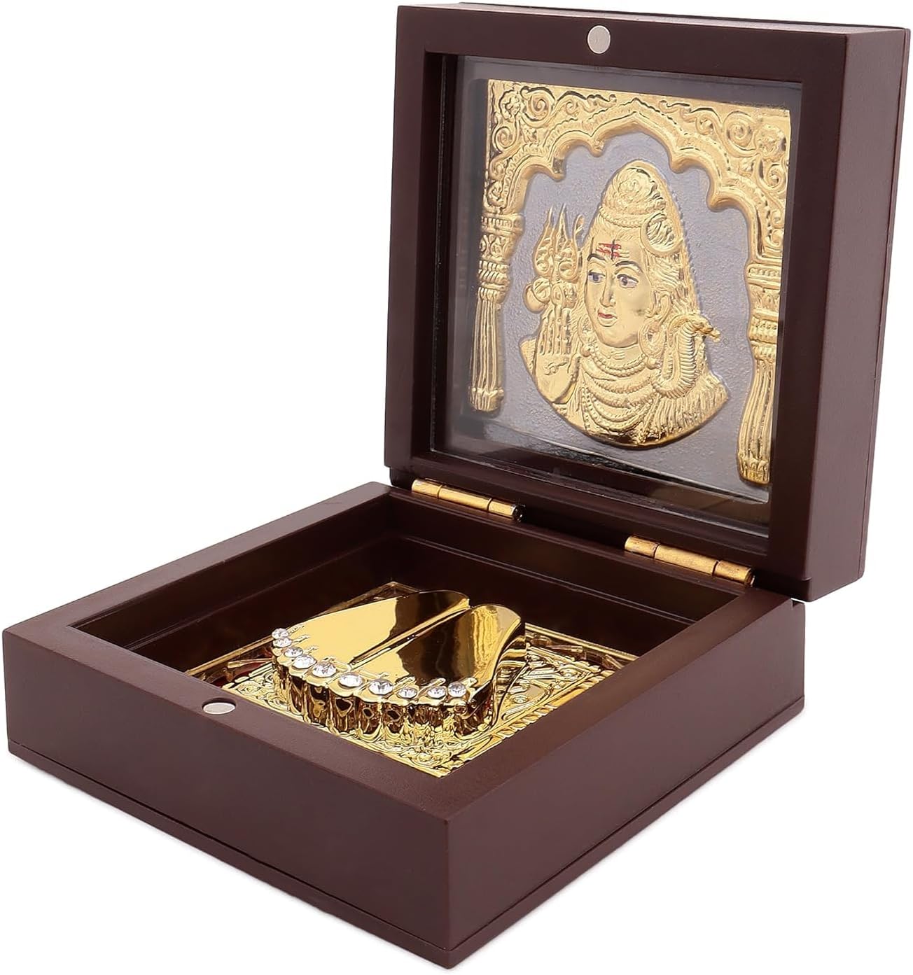 Gold Lord Shiv God Idol with Charan Paduka | Decoretive Gift Box
