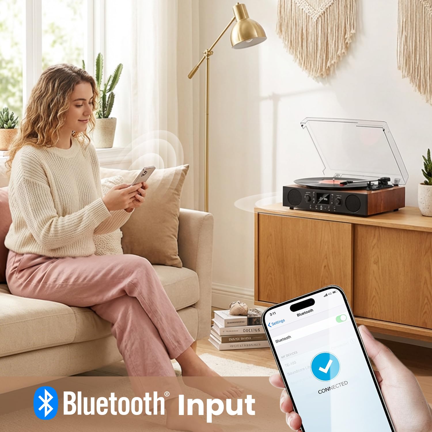 Giradischi in vinile con altoparlante integrato, giradischi Bluetooth con registrazione USB, giradischi vintage a 3 velocità con ricezione Bluetooth, radio FM, uscita RCA e AXU-in, lettore in vinile