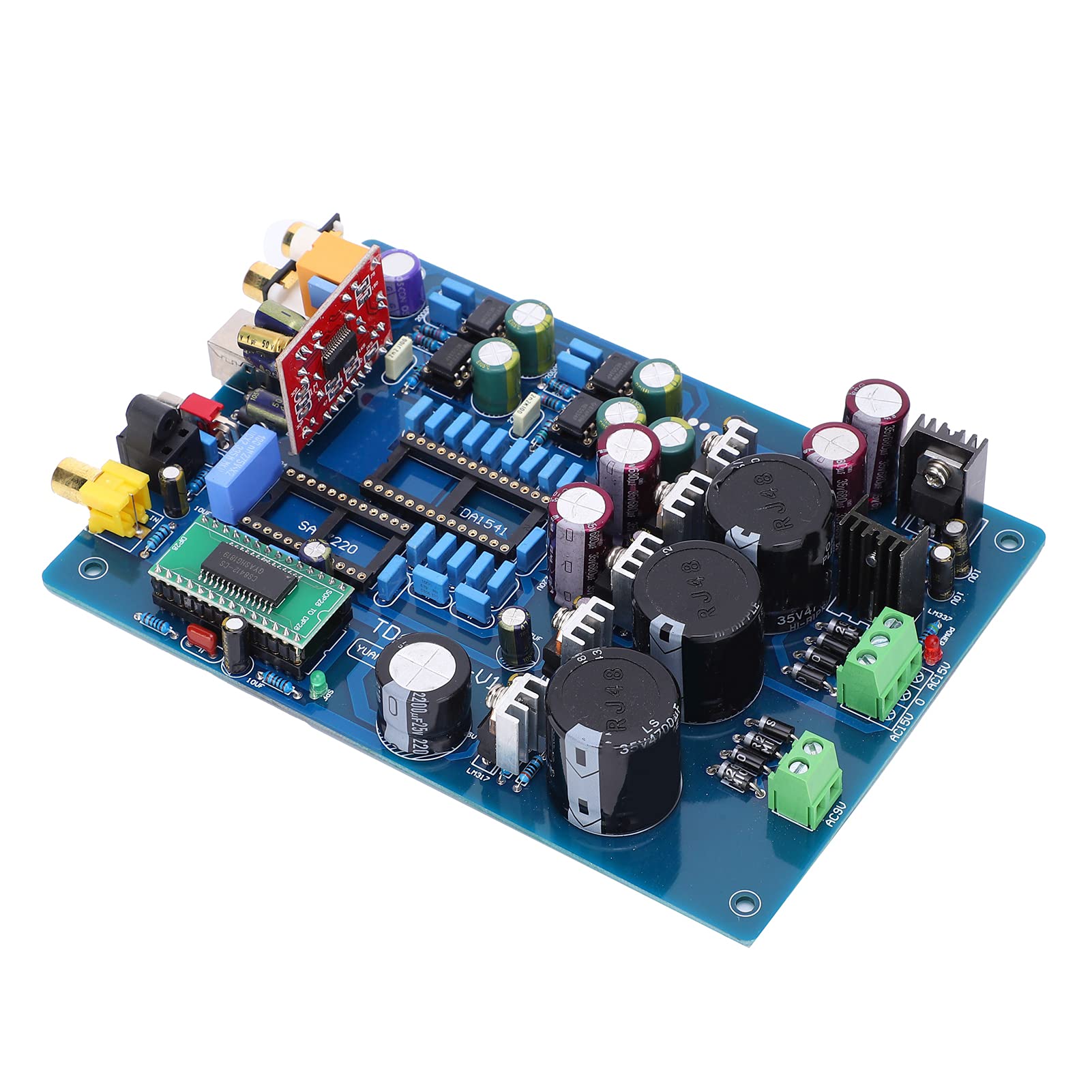 Aramox Placa Decodificadora Coaxial Módulo Decodificador PCB CYJ TDA1541 con USB PCM2704 2x4700UF Condensadores Rectificador Completo para Amplificadores Usuarios de Componentes Electrónicos