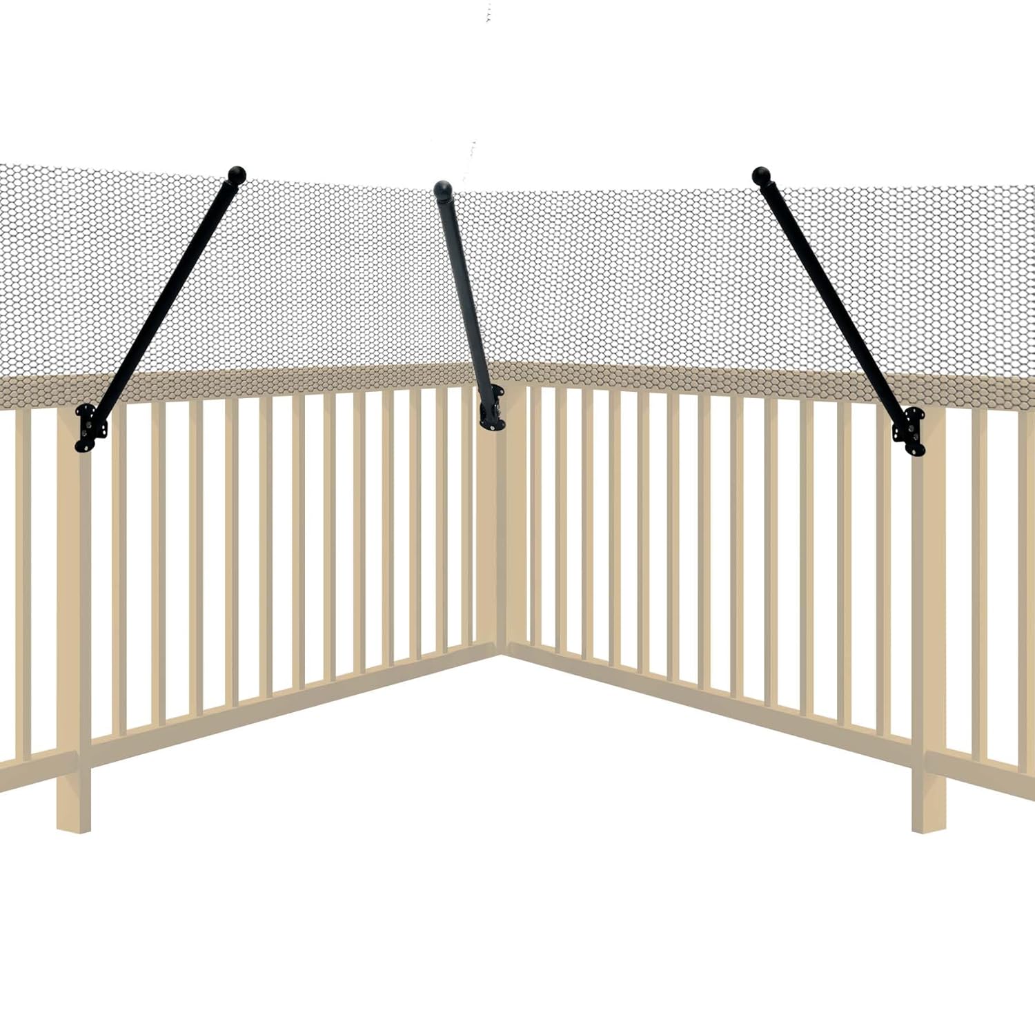 Cat Fence Conversion System—Adjustable 30" Fence Extension for Existing Outdoor Fences, Includes Galvanized Steel Extenders and Poly Mesh for Wood, Chain Link, Metal, Brick, & Vinyl Fences（50ft kit）