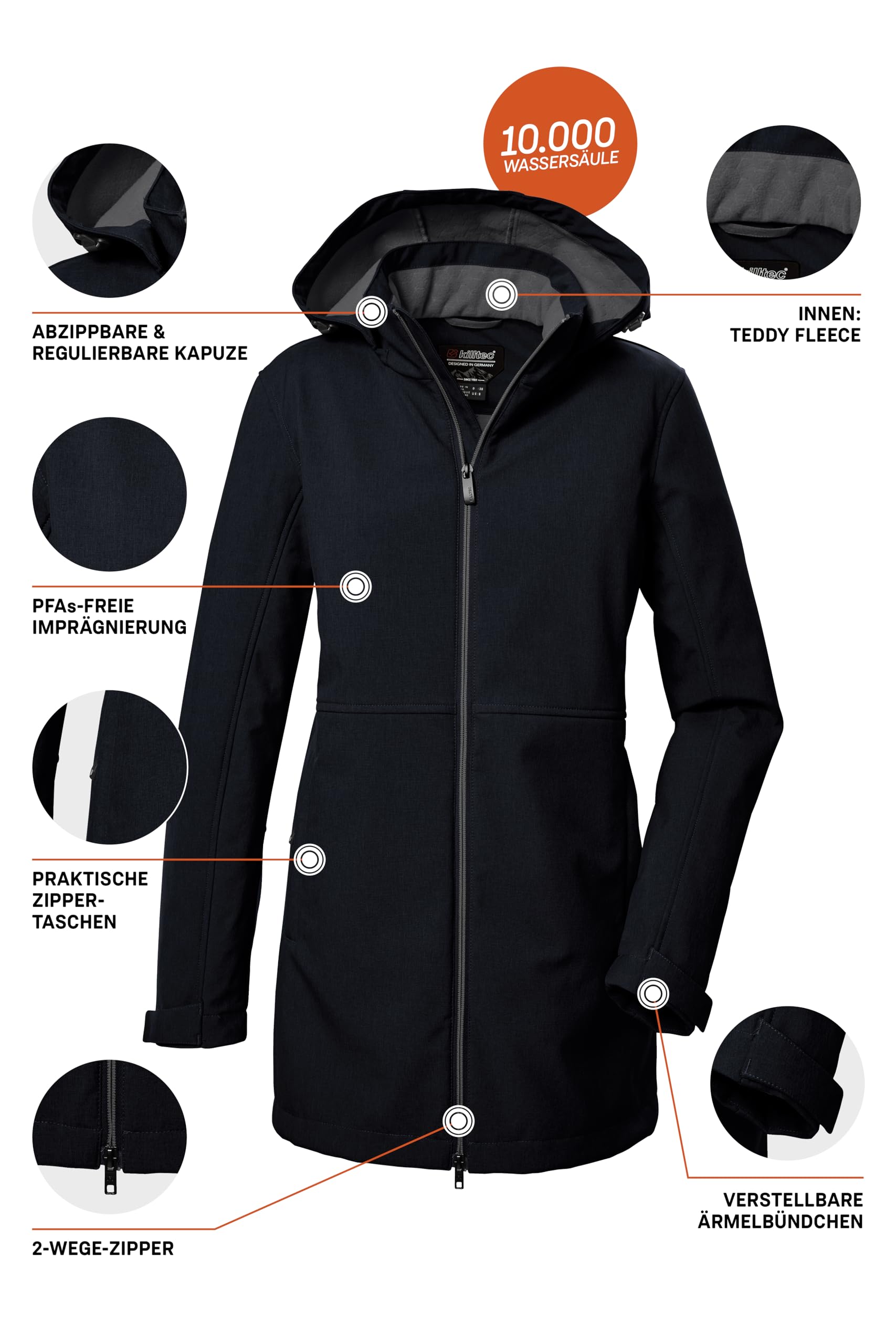 Killtec Kow 95 Wmn Sftshll Prk Parka softshell/chaqueta softshell con capucha con cremallera Mujer