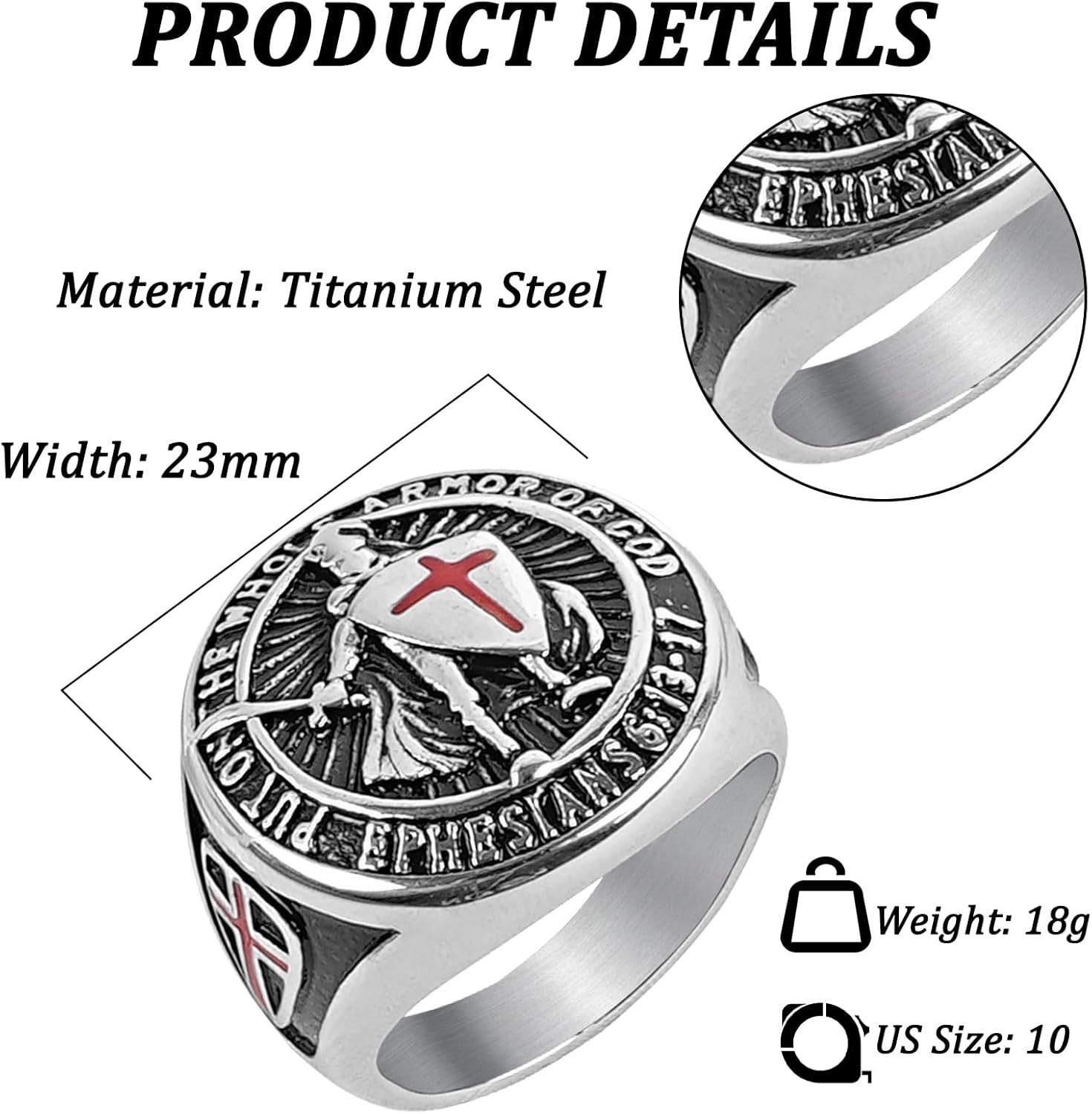 WOVTE Men's Viking Valknut Ring, Titanium Steel Norse Rings for Men Vintage Gothic Jewelry Gifts, Size 10 - Image 2