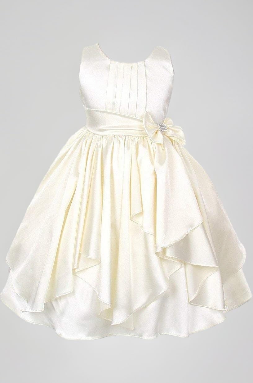 Girls Knee Length Satin Birthday Dress