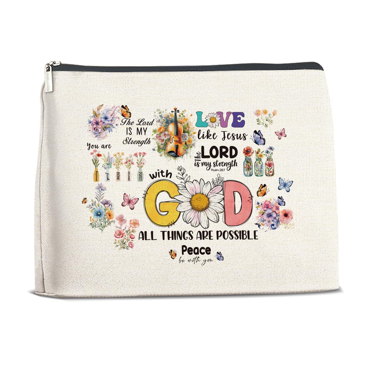 Christian Gifts for Women, Bible Verse Makeup Bag Inspirational Faith Religious Cosmetic Pouch Travel Toiletry Bag