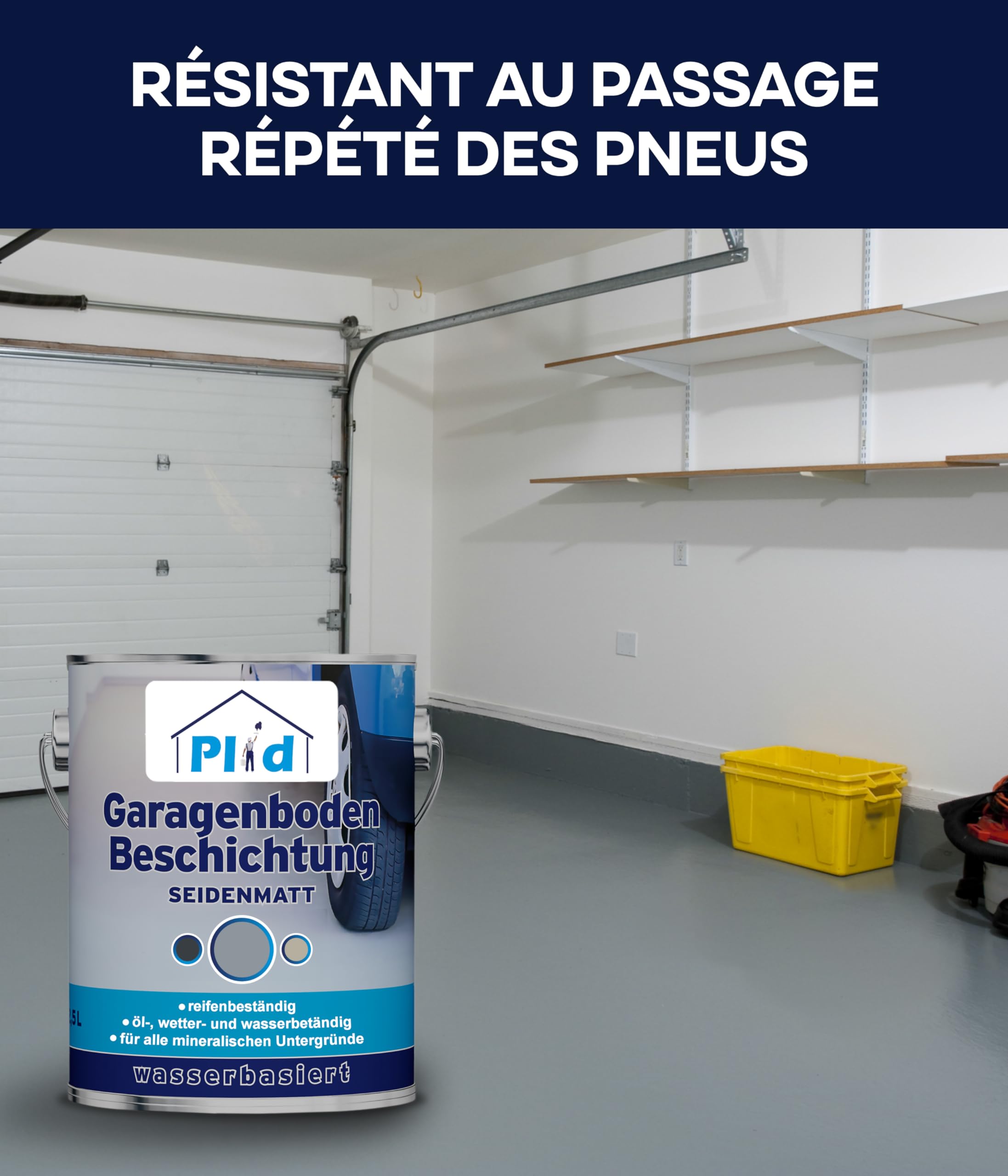 Peinture Sol Garage Gris Argent 5L - Revetement Sol Béton Intérieur Extérieur - Etanche Résistant Gel Diesel Huile Moteur Fabriqué Allemagne