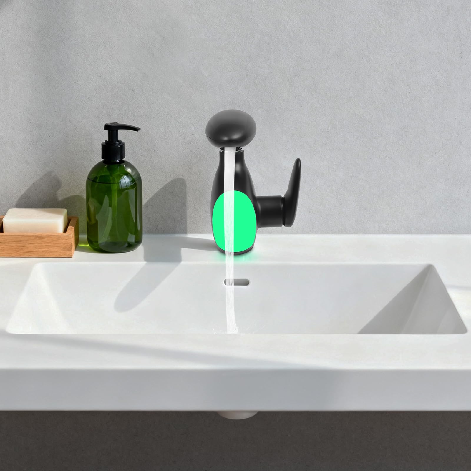 Rubinetto LED per lavabo con doccetta estraibile, rubinetto da bagno G1/2", indicatore della temperatura dell'acqua, rubinetto creativo per lavabo con illuminazione multicolore