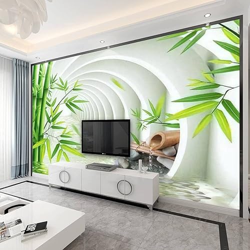 Miniatura 4 de Moderno túnel de papel tapiz 3D 3D con agua y bambú para spa y sala de estar, adhesivos de pared adhesivos de pared extraíbles para sala de estar,