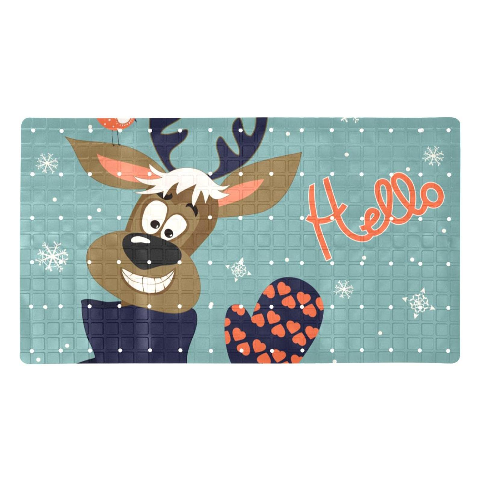 Alfombrilla de baño Hello Christmas Raindeer de 71 x 40 cm para un suelo seco y seguro