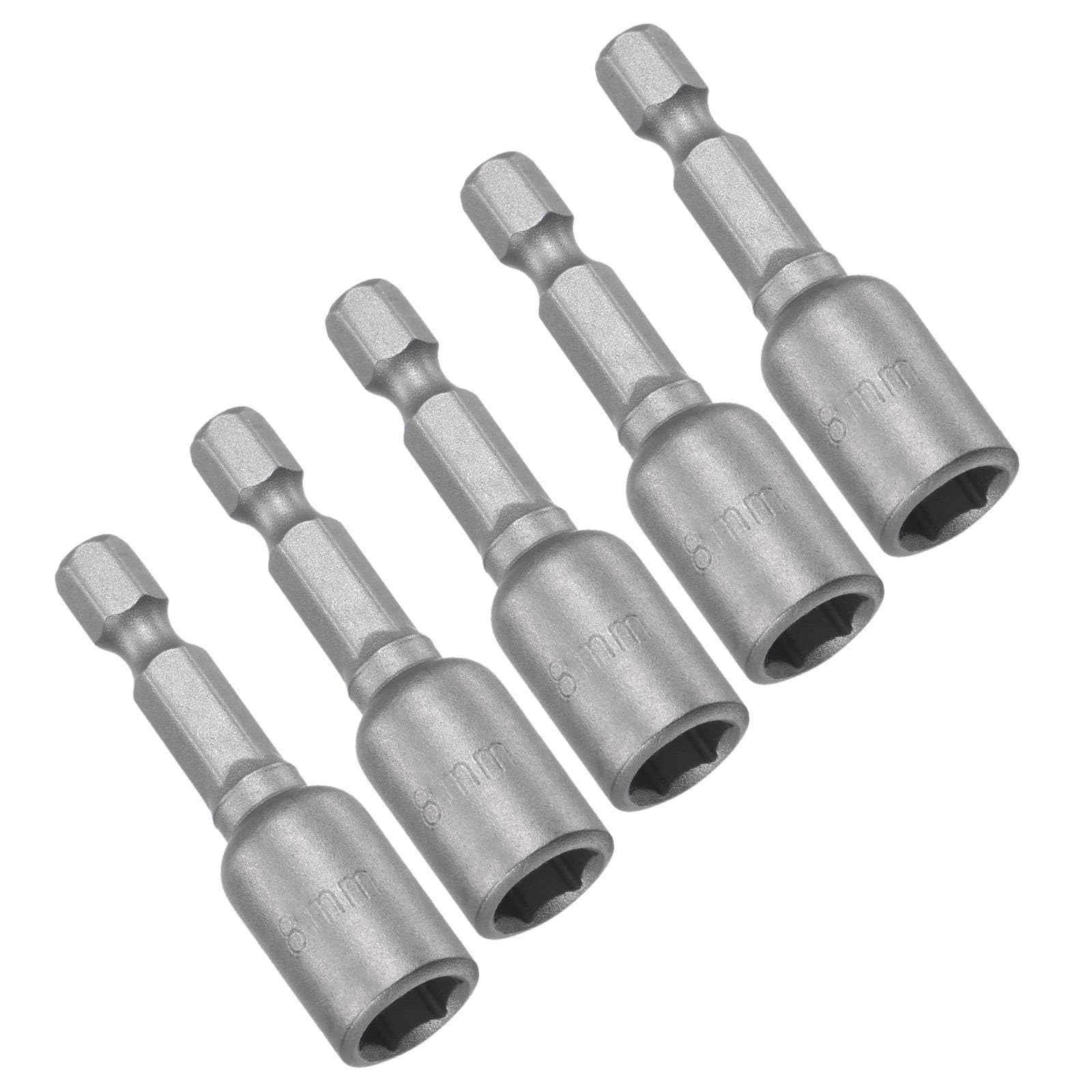 ROWORKX 8mm Nut Setter Driver Bit Magnetic Quick-Change 1/4" Hex 5pc