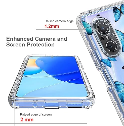 Miniatura 2 de Funda para Nova 9 SEHonor 50 SE JLN-LX1 JLN-LX3 con protector de pantalla de vidrio templado, cuerpo completo transparente floral TPU Slim Funda