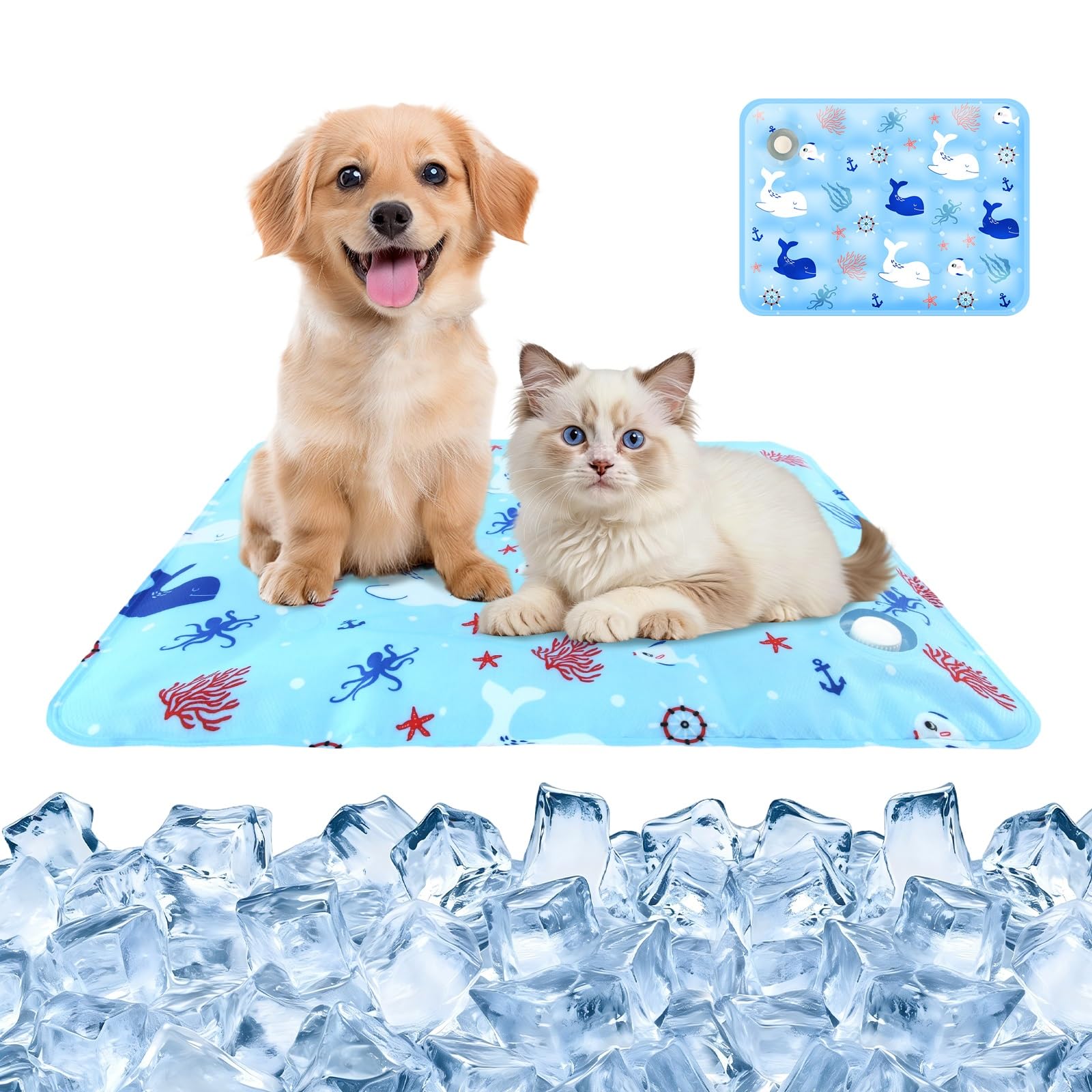 Manta Refrescante para Perros Pequeños y Gatos, Alfombra Refrigerante de Gel con Agua para Mascotas, Cama de Verano Impermeable y Fácil de Limpiar
