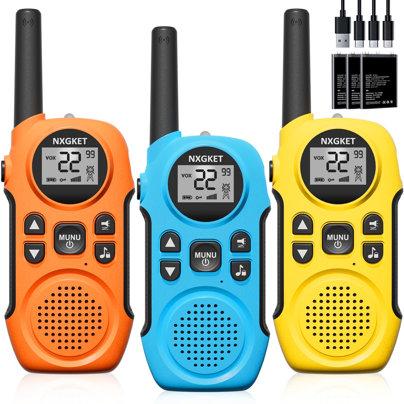 NXGKET Walkie Talkies for Kids, NXGKET 3 Pack Rechargeable Walkie