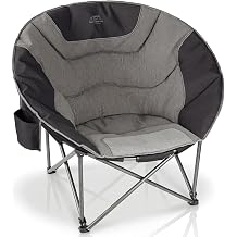 Oversized Portable Moon Camping Chairs,Round Folding Lawn Chair w/Cup Holder,Outdoor Heavy Duty Supports 500Lbs Comfy Chair,Perfect for Family Camp,Hiking,Picnics and Beach Trips,Black