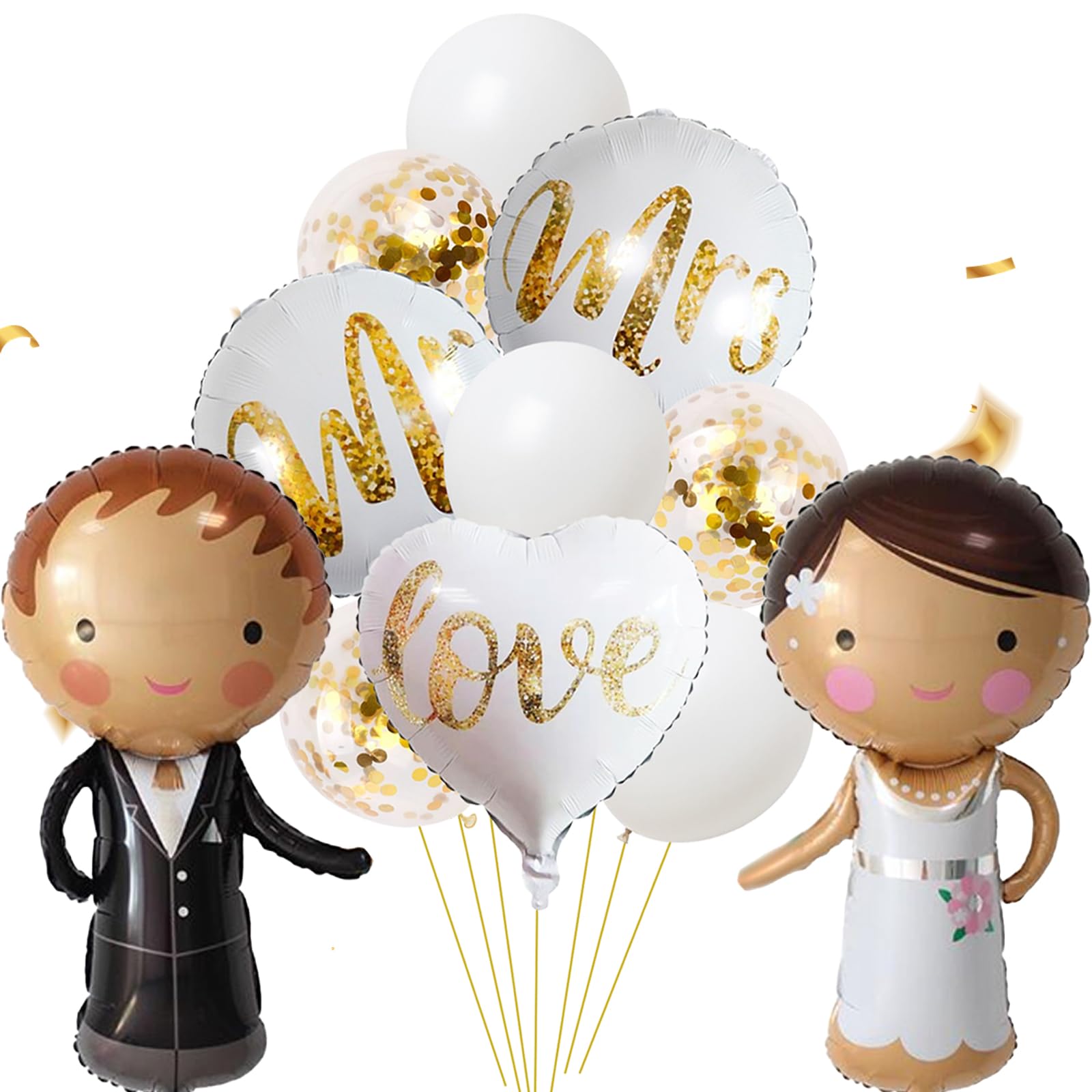 ALEGRE® Globos para novios, decoración de boda, 11 unidades, decoración de Mr and Mrs, globos de papel de aluminio, decoración de boda, compromiso, boda, globos para decoración de oficina de registro,