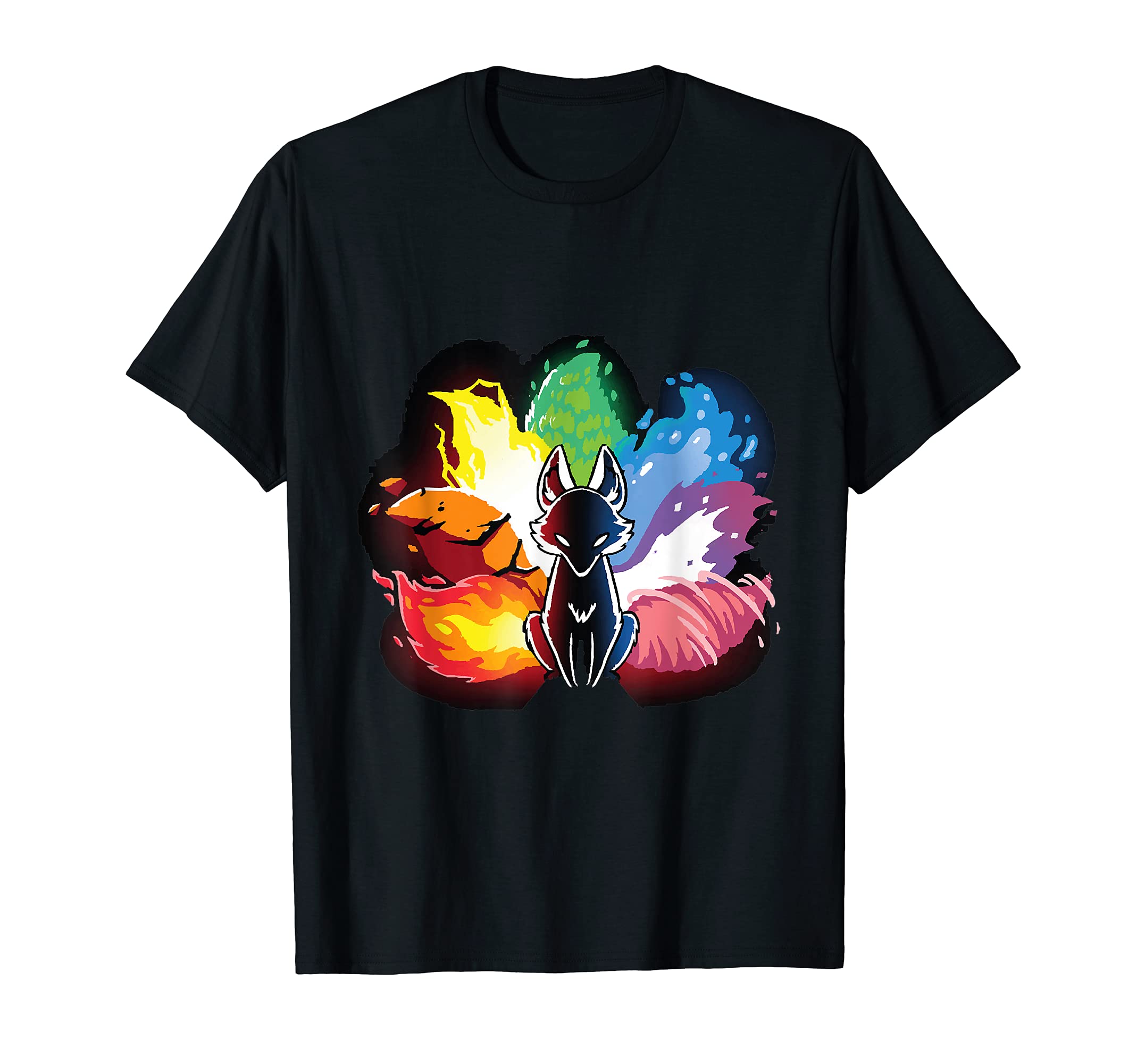 Fox Japanese Cherry Blossom Flower Fox GeschenkJapanese Fox Kitsune with the seven elements T-Shirt