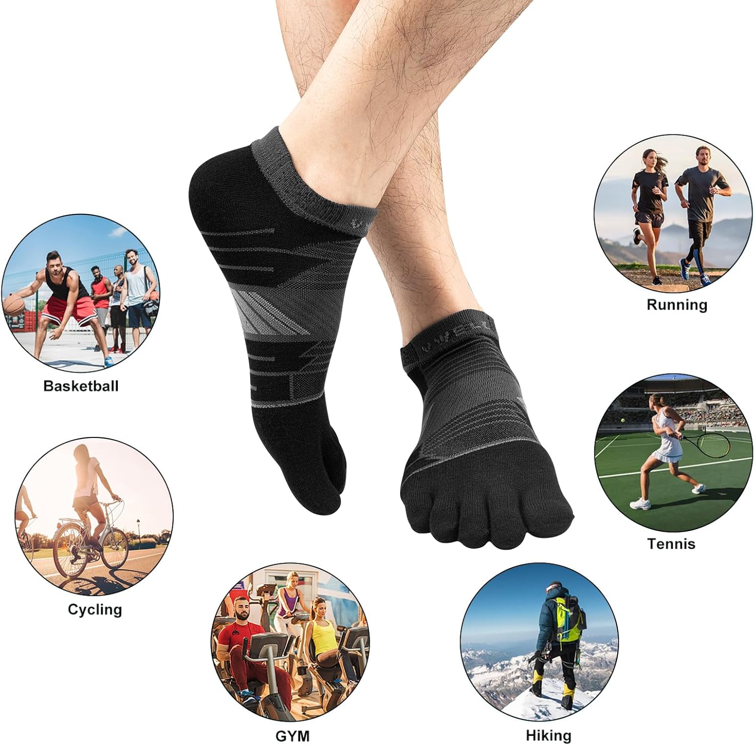 VWELL Toe Socks for Men and Women COOLMAX Five Finger Socks Athletic Running socks Sport Ankle Toe socks (3Pairs) - Image 6