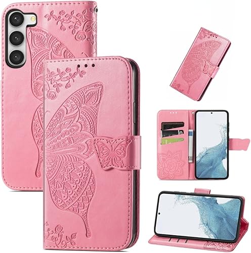 Miniatura 5 de MEOORHE Funda de teléfono PU con patrón de mariposa encantador de moda y TPU con tarjetero para Samsung Galaxy A12 A13 A14 A22 A32 A42 A52 4G 5G