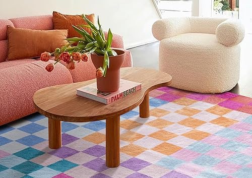 Miniatura 2 de Alfombra lavable multicolor de 5 x 7 pies, ultra fina, retro, estética, bonita, para sala de estar, comedor, dormitorio, cocina, oficina, entrada,