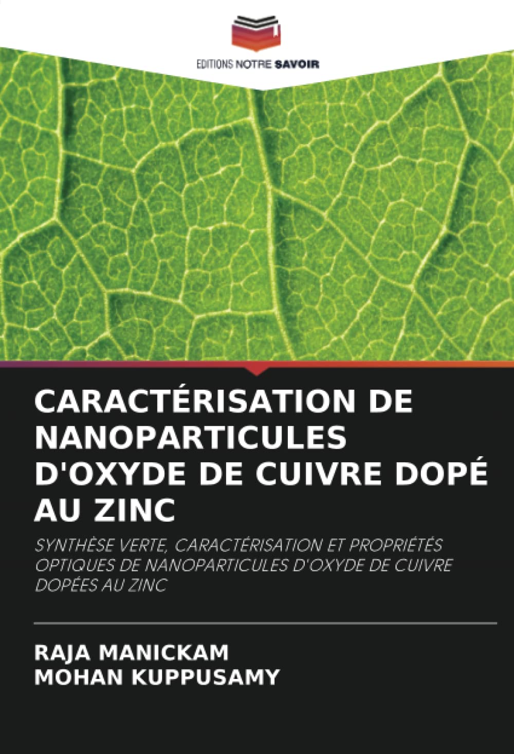 CARACTÉRISATION DE NANOPARTICULES D'OXYDE DE CUIVRE DOPÉ AU ZINC: SYNTHÈSE VERTE, CARACTÉRISATION ET PROPRIÉTÉS OPTIQUES DE NANOPARTICULES D'OXYDE DE CUIVRE DOPÉES AU ZINC