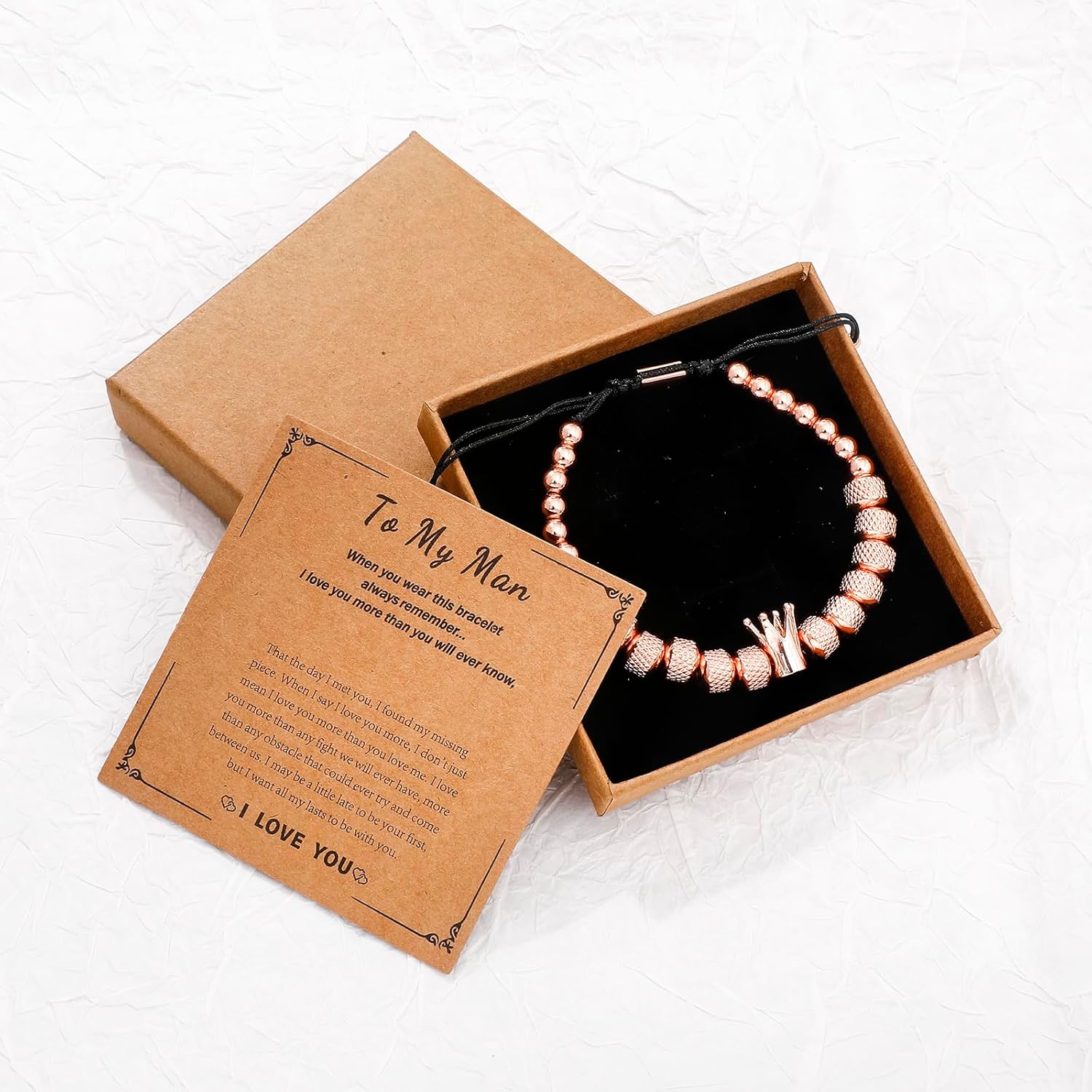 To My Man- Straighten Your Crown Bracelet Gift,to My Man Bracelet Gifts for Men, Adjustable Stainless steel Crown Bracelets for Husband Boyfriend, Valentine Birthday Christmas Gifts for Men - Image 2