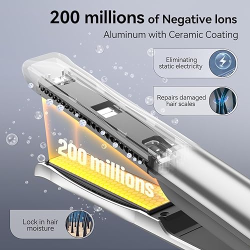Miniatura 6 de Quico Plancha plana profesional con cuidado del cabello, 11 ajustes de temperatura, alisador de pelo de doble voltaje y rizador con apagado