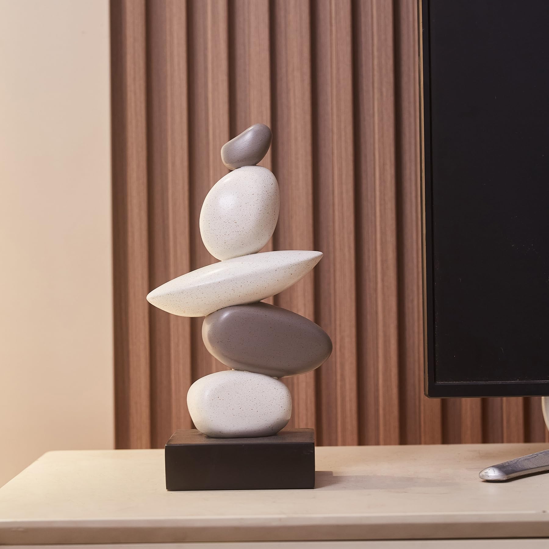 Esculturas de piedra arenisca decoración para sala de estar, estatua de piedra de resina moderna para decoraciones de mesa de café, escultura blanca y gris para decoración de estantería, regalos para