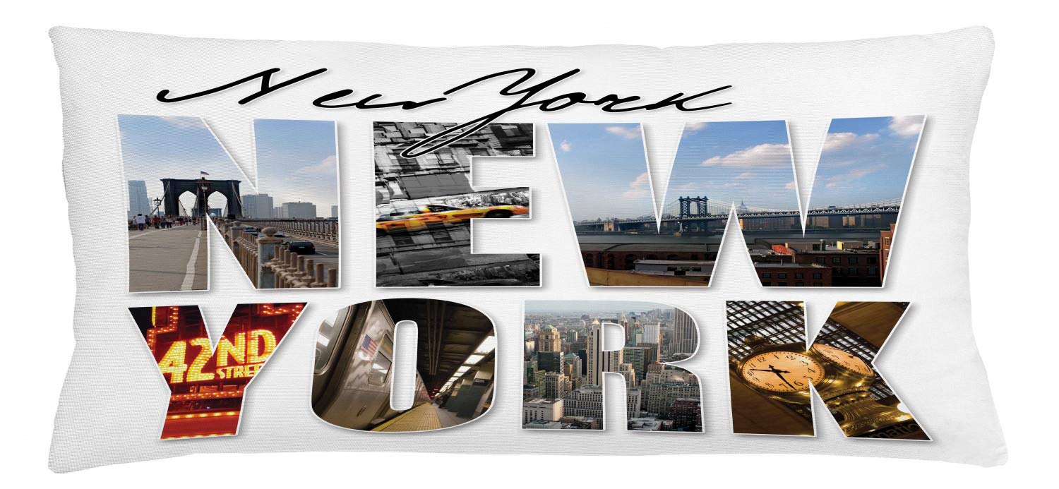 ABAKUHAUS New York New York City Collage Different Areas of the Big Manhattan Apple, Decorative, Printed on Both Sides, 90 x 40 cm, Multicolor