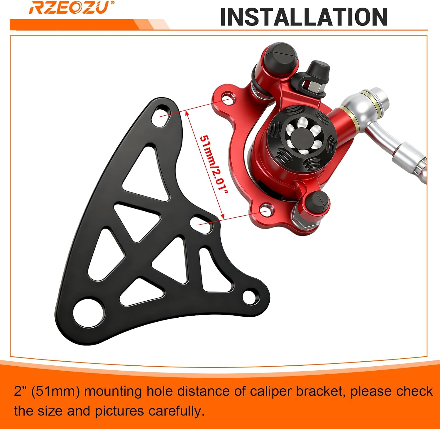 Mini Bike Hydraulic Brake Kit with Rear Caliper Mount Bracket Adapter Compatible with Monster Mega Moto 80cc 105cc MMB80 MMB105 Minibike Coleman RB100 Powersports Parts