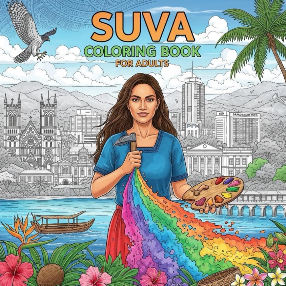 Suva Coloring Book for Adults: From the Heart of Fiji Bold and Easy Pages Simple Designs for Travel and Relaxation for Adults, Teens, Seniors to Relax and Relieve Stress