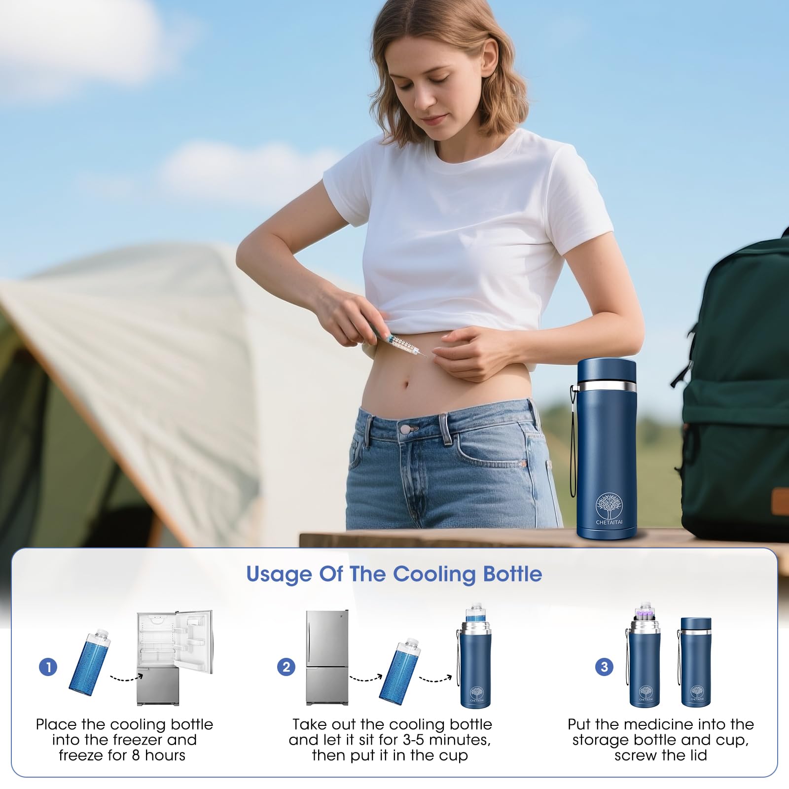 48H Insulin Cooler Travel Case TSA Approved USB Charger Diabetic Care Medication Cooler for Travel Portable Medicine Bottle Car Refrigerator for Cooling Organizer Supplies product thumbnail 7