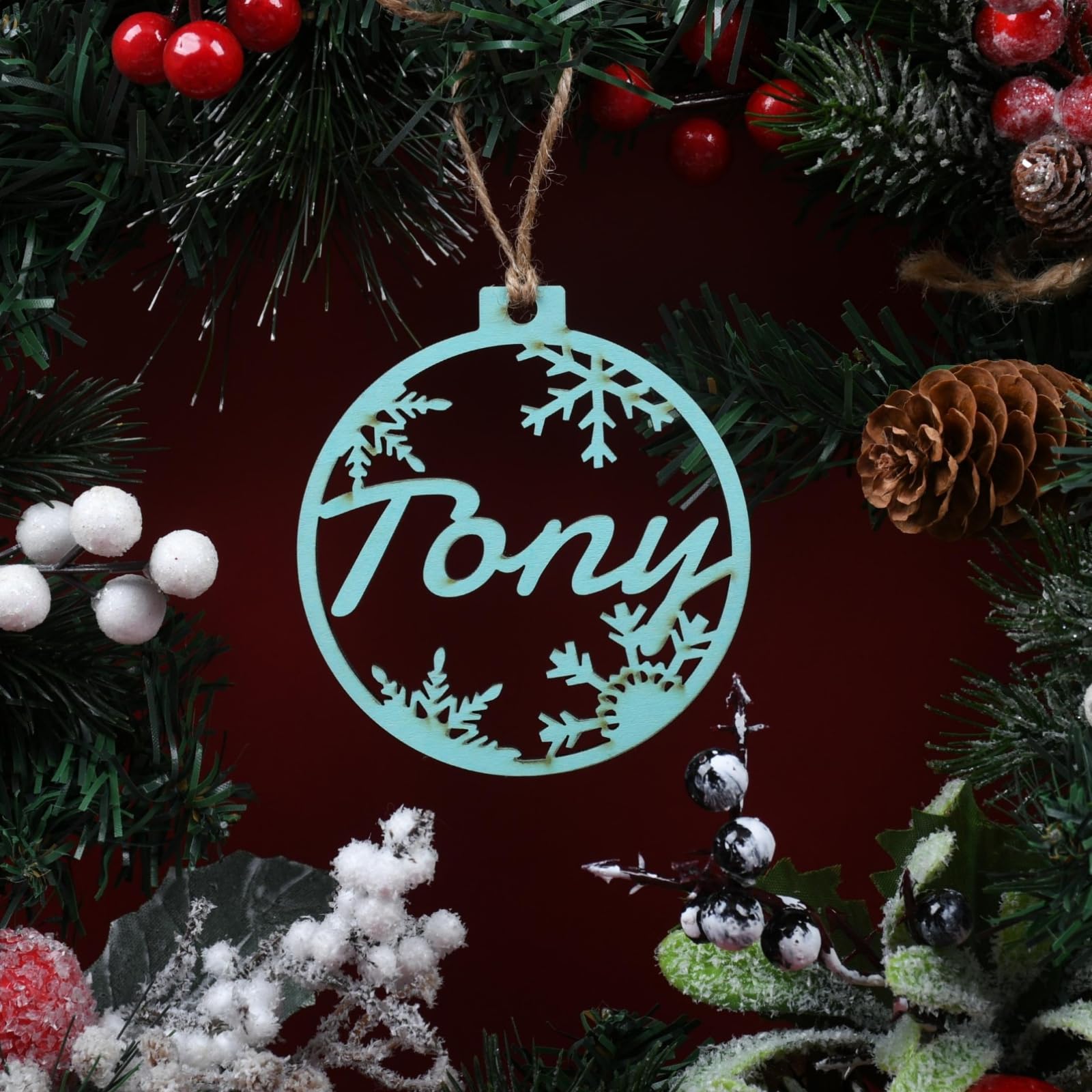 Personalisierte Holz-Weihnachtsdekoration, personalisierbar, Holznamen-Ornament für Damen, Herren, Freunde, Familie, individuelle hängende Ornamente, Dekoration, Geschenk für Weihnachtsbaum,