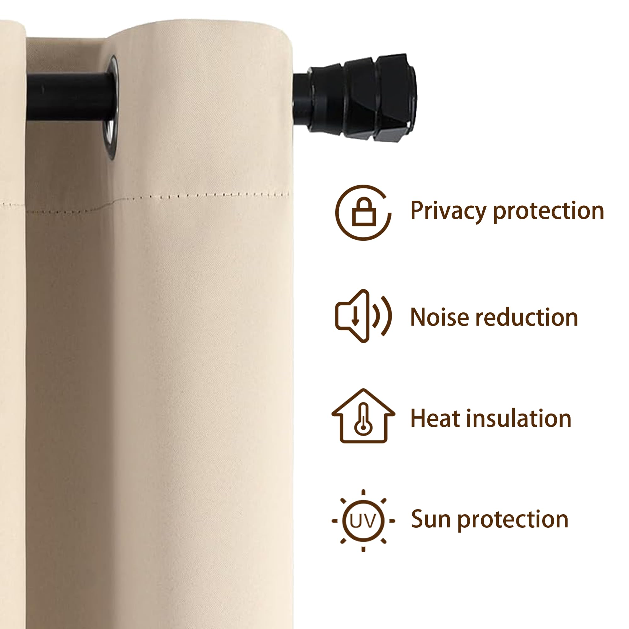 Tenda Oscurante Tende Soggiorno 120 x 290 cm con Occhielli/Poliestere Moderne Eleganti Tende Soggiorno 1 Pezzi per Cameretta Bambini Finestre, Beige