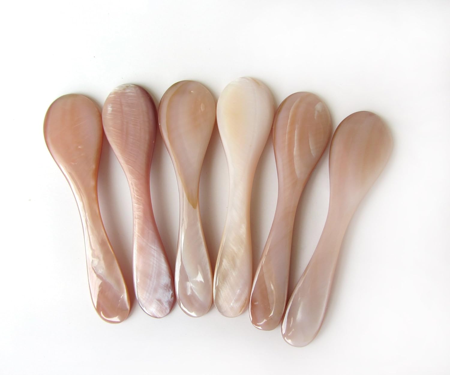Marycrafts Set of 6 Pink Mother of Pearl MOP Caviar Spoons W Round Handle : Home & Kitchen