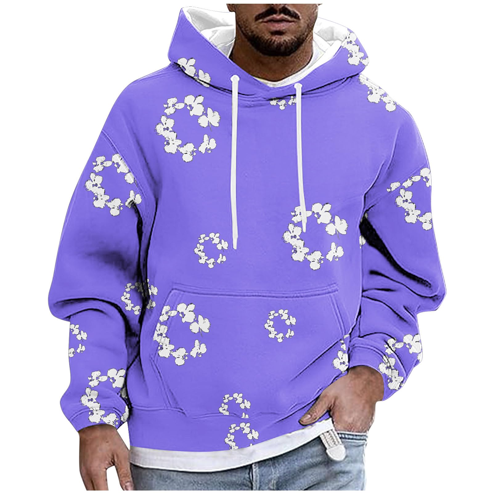 Graphic Hoodies for Men Pullover 2024 Fall Patternet Oversized Mens Hoodies Pullover Print Funny Stylish Sweatshirts
