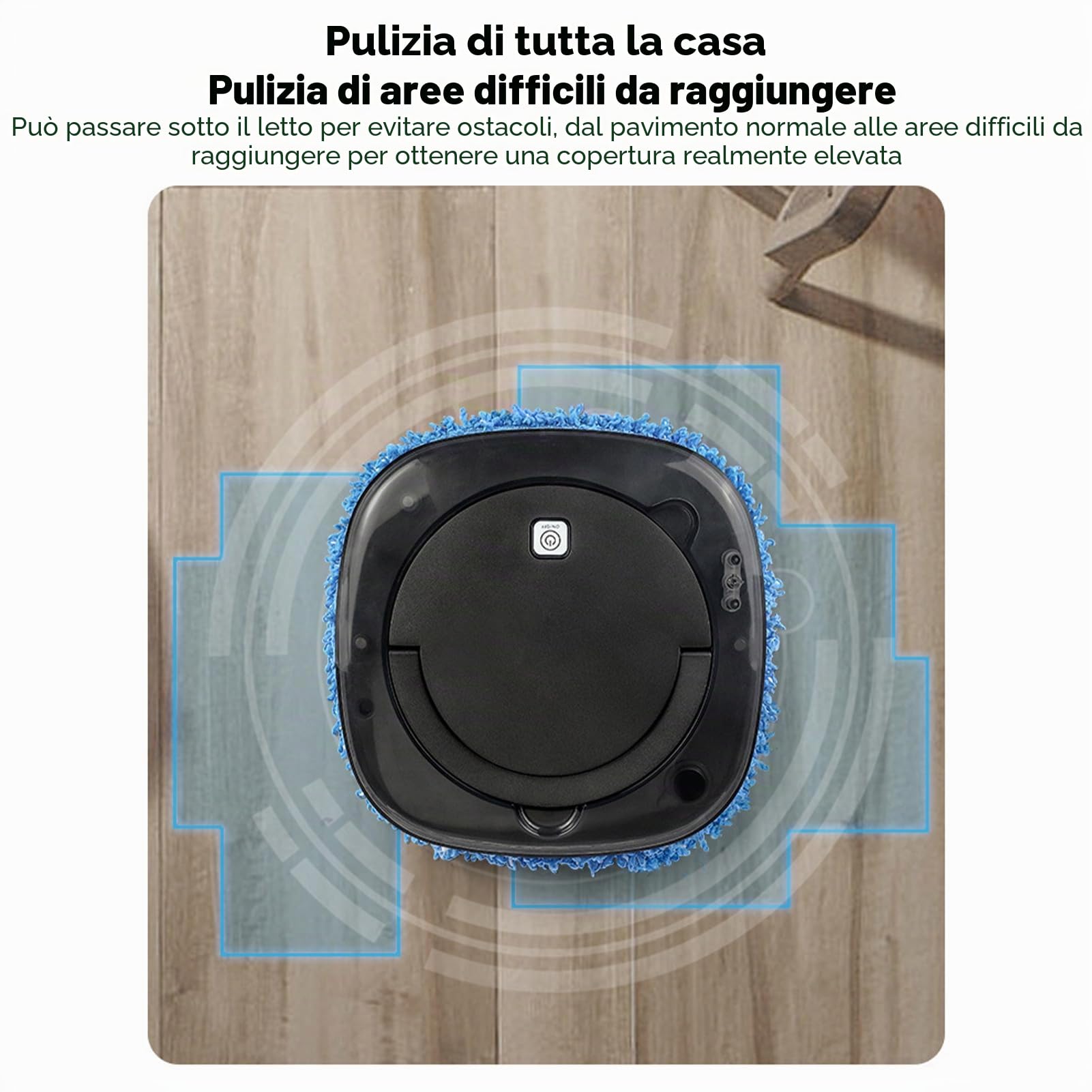 Robot Lavapavimenti Automatico, Robot di Pulizia Intelligente Robot Lavapavimenti Robot Spazzante con Serbatoio Dell'acqua per di Animali Domestici, Pavimenti Duri (Nero)