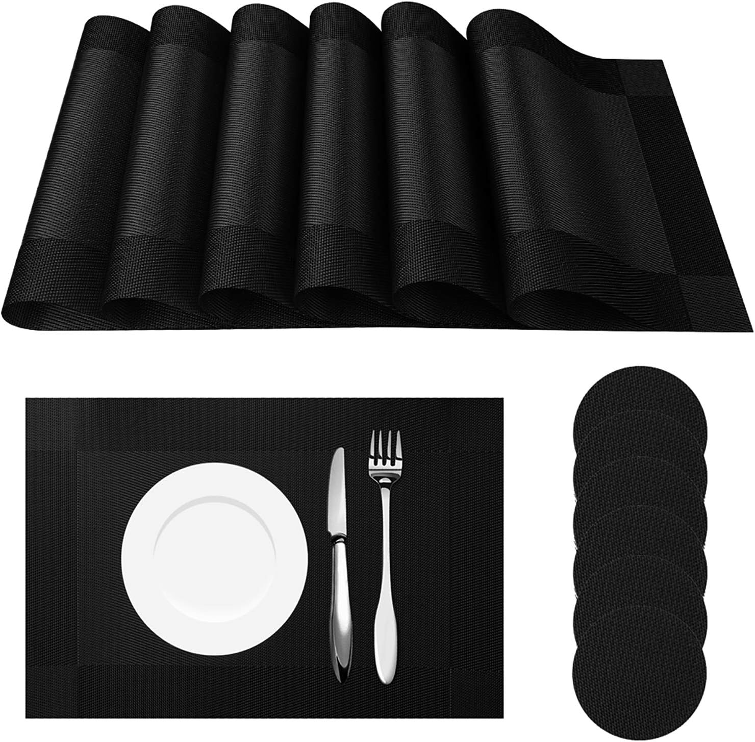 HEYOMART Place Mats and Coasters Nonslip Insulation Kitchen Woven PVC