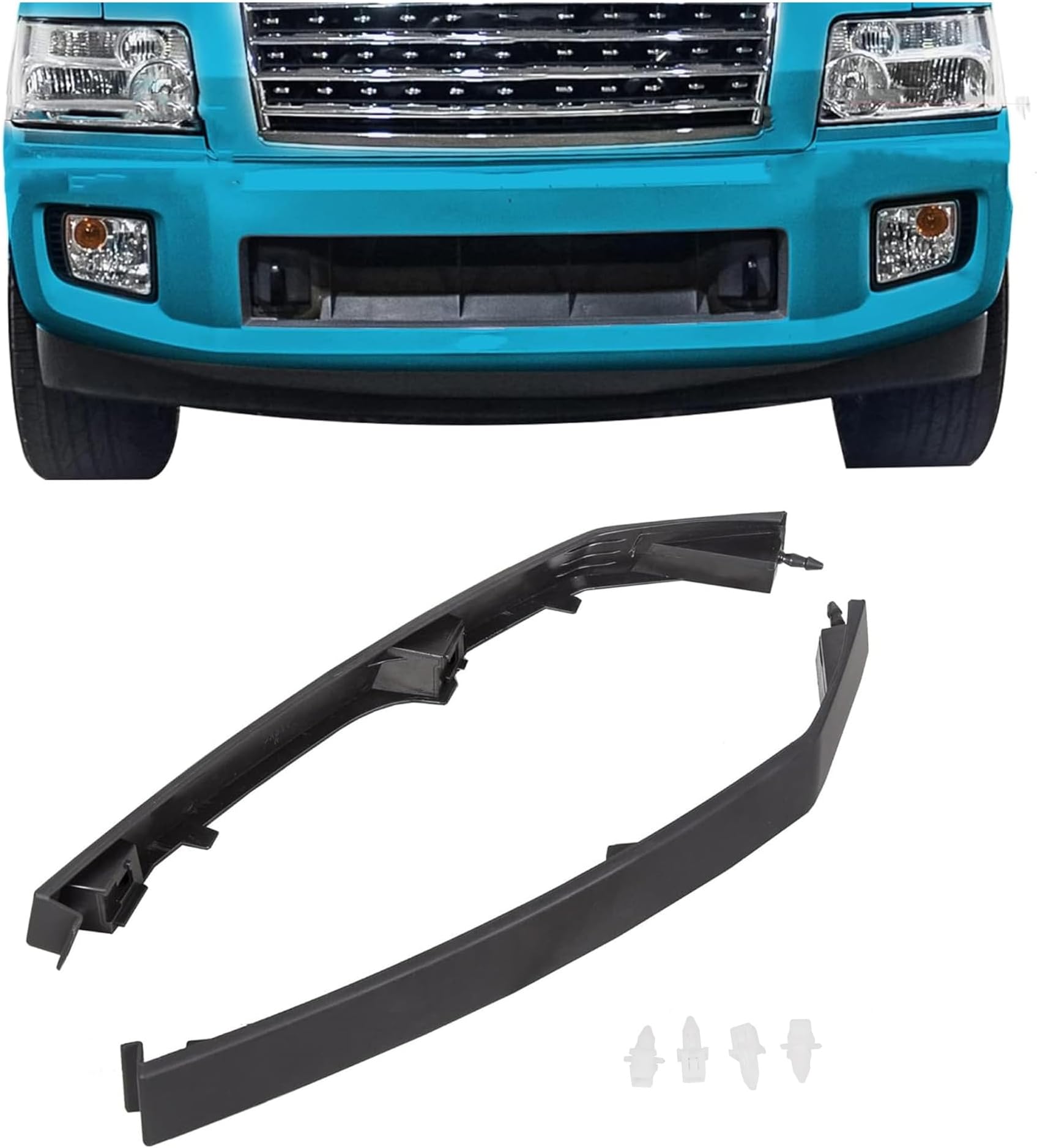 ECOTRIC Bumper Filler Headlight Molding Trim Compatible with 2004-2015 Nissan Armada Titan Infiniti QX56 Replacement for 622357S300 622347S300 NI1088106 Lower Headlamp Retainer Left & Right