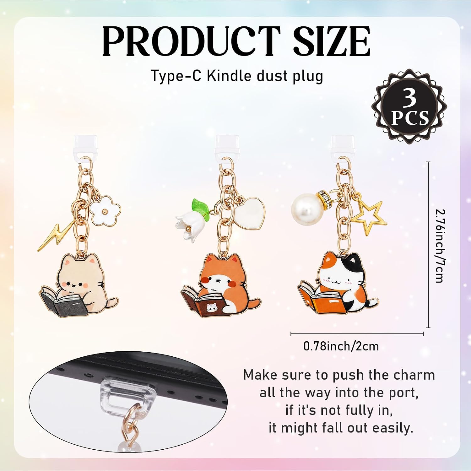 Dust Plug Charm Fantasy Alloy Pendant Chain for Kindle E-Reader image 5