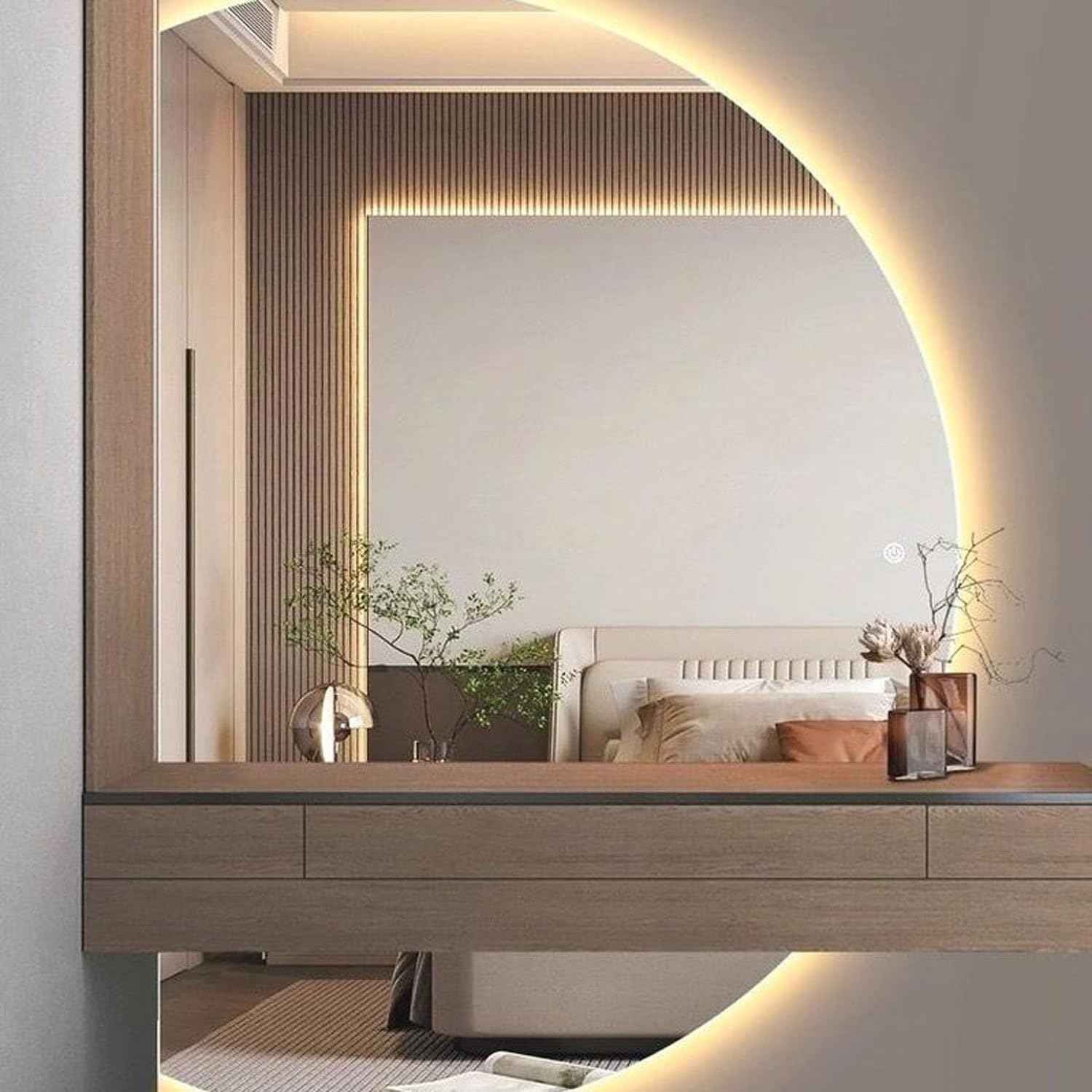 Miroir de salle de bain LED luxe asymétrique sans cadre 100cm